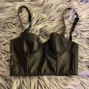 Faux Leather Corset Top - Size 32B Victoria’s Secret